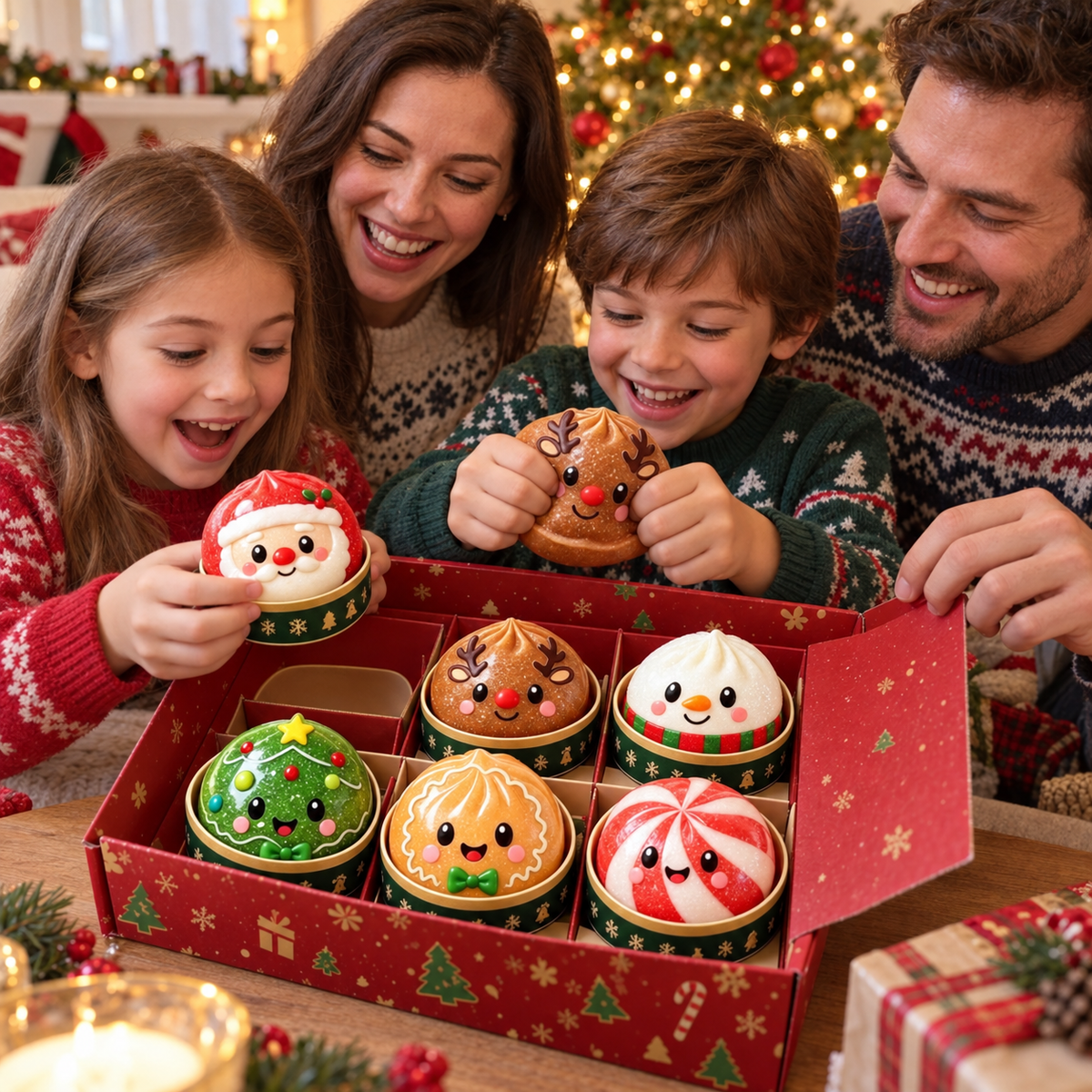MerryCharm 6 Piece Dumpling Squishy Set Christmas
