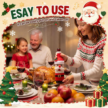MerryCharm Christmas Bottle Sweater & Hat Set – 3 Pack