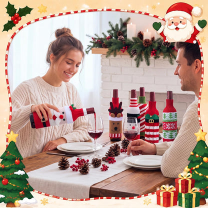 MerryCharm Christmas Bottle Sweater & Hat Set – 3 Pack