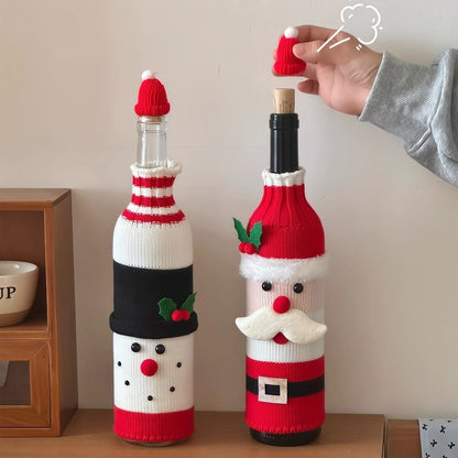 MerryCharm Christmas Bottle Sweater & Hat Set – 3 Pack