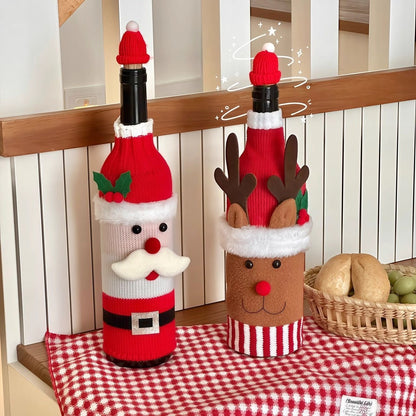 MerryCharm Christmas Bottle Sweater & Hat Set – 3 Pack